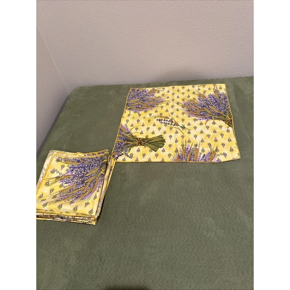 French Provencal Cotton Set of 8 Napkins Lavender Bouquet 14